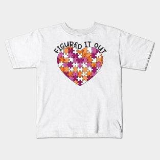 "Figured It Out" Lesbian Pride - Puzzle Heart Kids T-Shirt